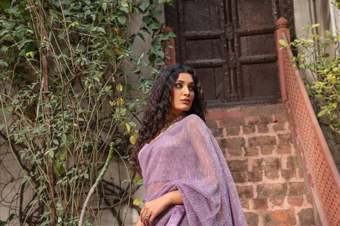 Liliac Luster Blouse & Saree